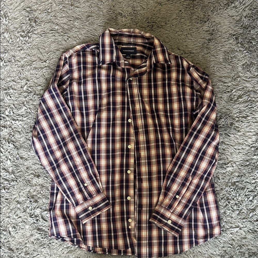 Saddlebred Men's Plaid Shirt - Red, Blue, and White